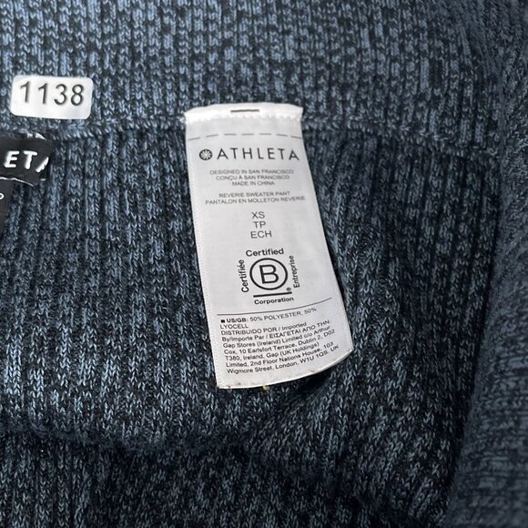 Athleta Reverie Hi-Rise Wide-Leg Sweater Knit Pants Pull‎ On Navy Blue Women XS - Picture 8 of 14